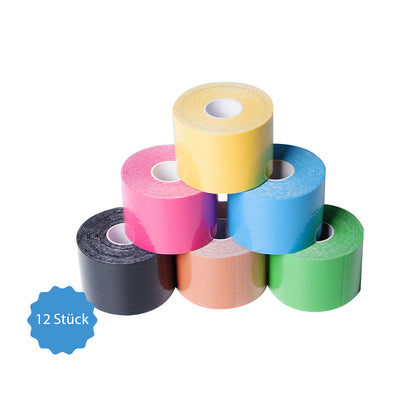 Kinesiologie-Tape-Rollen, verschiedene Farben, gebündelt