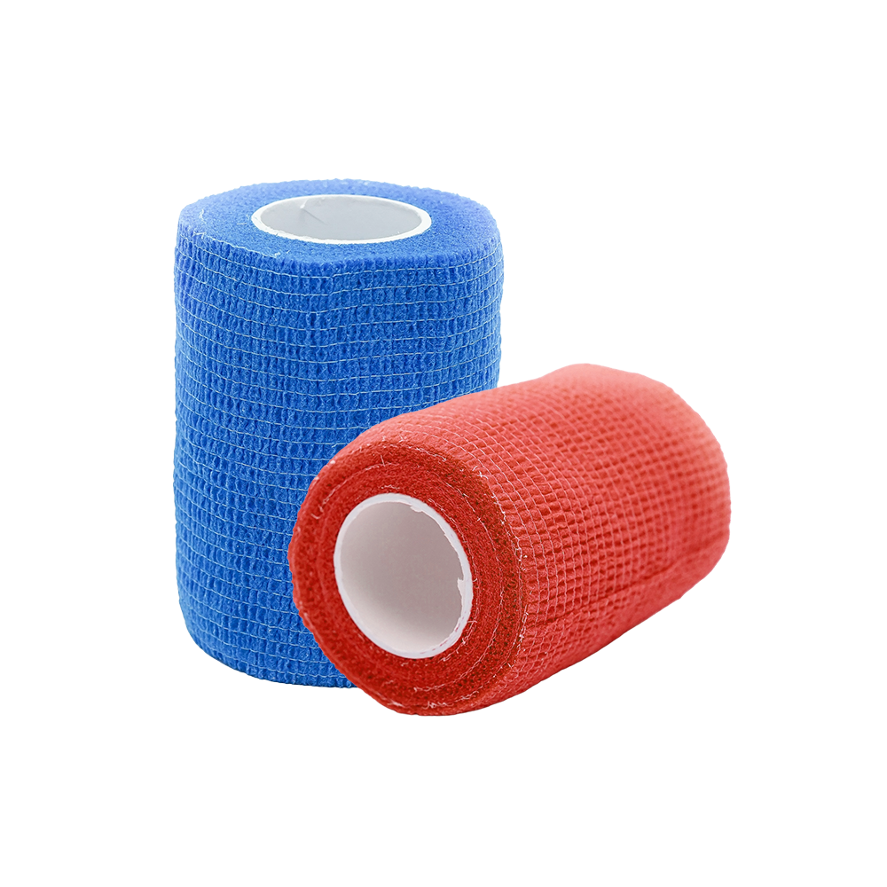 Selbsthaftende Vlivetbandagen, rot und blau, 7,5 cm × 4,5 m, zwei Rollen