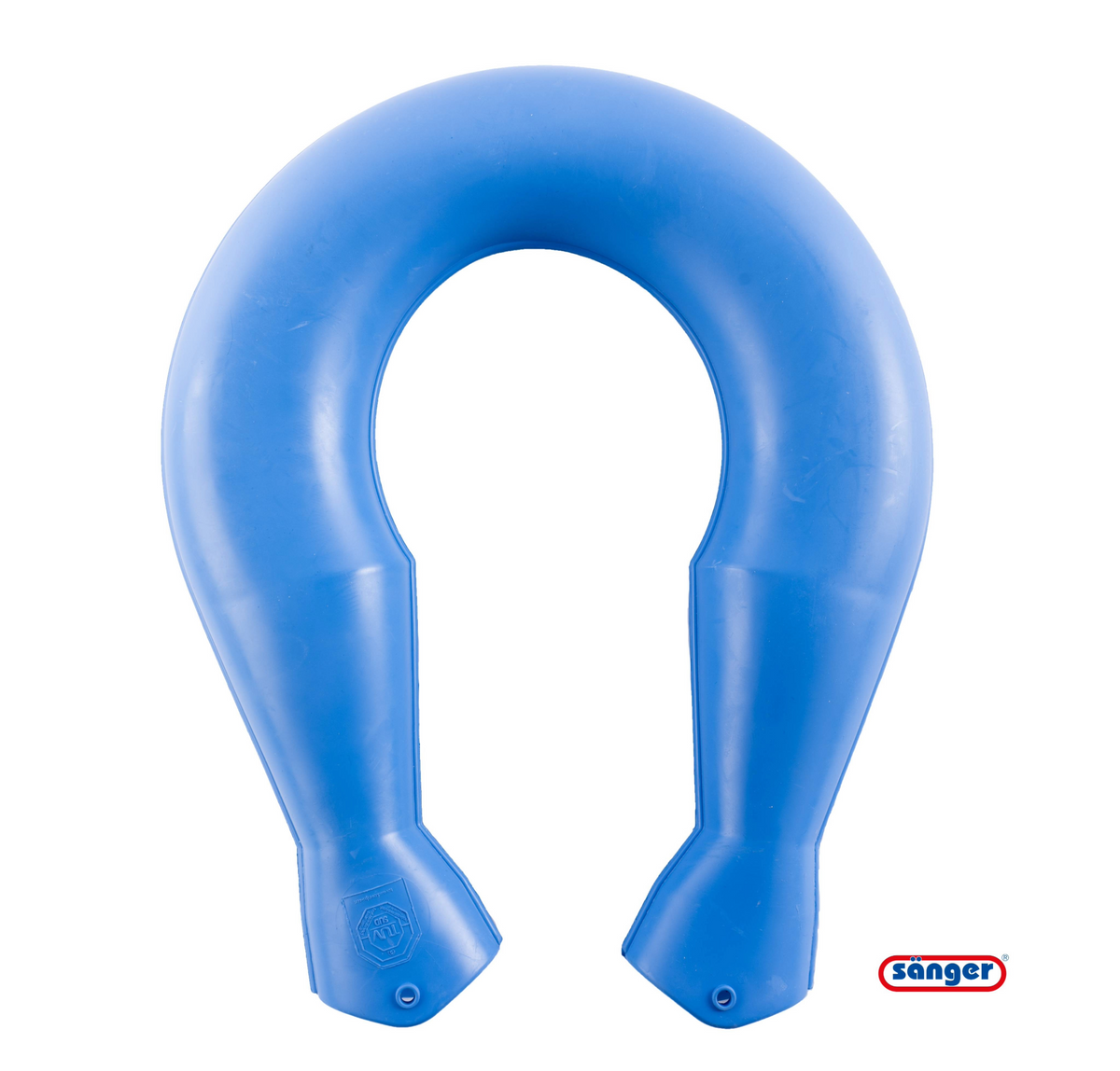 Sänger ergonomische Nackenwärmflasche aus Gummi, blaue U-Form ohne Bezug