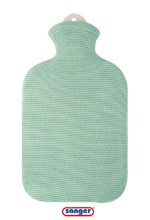 Sänger Strickbezug aus Baumwolle für Wärmflasche, mintgrün, mit Aufhängeloch