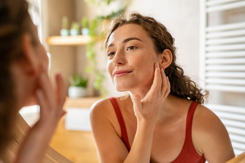 Una mujer utiliza esemtan® skin care