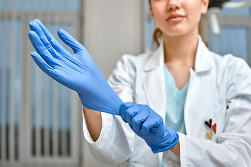 Blue gloves for infection protection